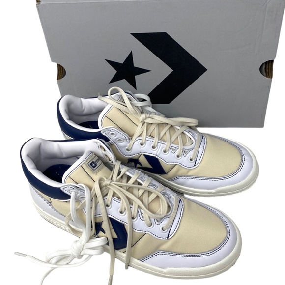 Converse Fastbreak Pro Women Sneakers Leather Mid Top Egret Navy Canvas A01703C - Picture 6 of 10